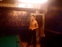 Gay immature plays naked pool
