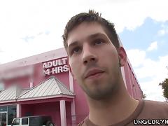 A salacious gay enjoys sucking a gloryhole wang in reality clip