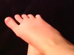 Superb ravishing girlfriend licks and sucks her own toes