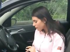 Amateur foot fetish in a car before a hardcore fucking