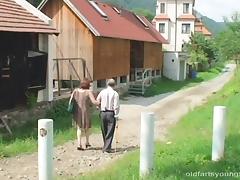 Old couple convinces the cute blonde with big tits to join them
