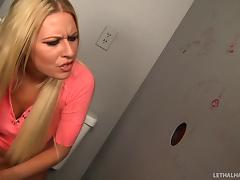 Toilet, Big Pussy, Big Tits, Blonde, Blowjob, Boobs