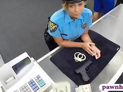 Big ass police officer boned by pawn keeper at the pawnshop