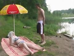 He meets a mature babe by the lake and spends an afternoon fucking her