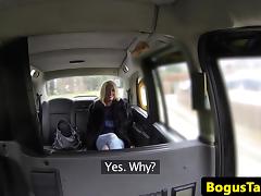 British model fucked to climax in a fake taxi