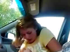 Outdoor car blowjob