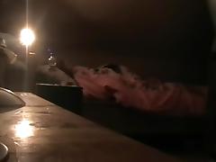 Gal is lying in bed in my amateur voyeur porn