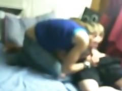 girl sucks her bf hard, gets fingered and doggystyle fucked.