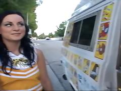 Cheerleader and the big cock ice cream man fuck in his truck