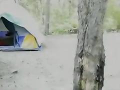 Crazy camping sex in a tent. the wife is afraid to get busted !!!