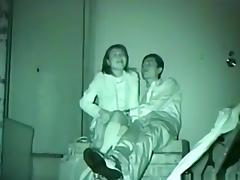 Asian partygirl fucks her one night stand on a bench outside