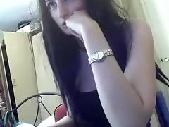 Brunette amateur European girl with big boobies on webcam