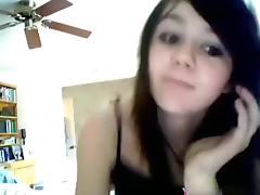 Cute girl shows off her tits and hairy pussy to her bf on cam