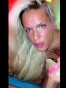 Horny blonde wife sucks for facial
