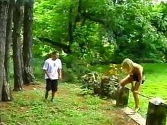 Forest fun for a blond TS