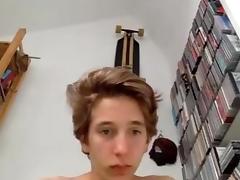 Austrian cute boy cums fingering his fucking hot ass on cam