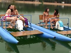 Amateur babes and their lesbian adventure on the old lake