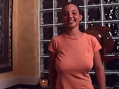 Big tits college girl bouncing wet t