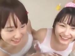 Japanese girls have fun with soap