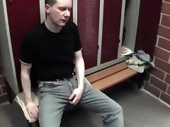 Kroussibo in public locker room #3/3 with SelfSuck and cum