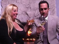 Business man seduces a sexy BBW and fucks her by the fire
