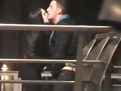 Amateur couple caught masturbating and handjob in public