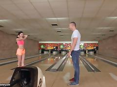 Cassie is a fan of bowling but she loves stiff dicks much more!