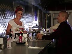 Raunchy waitress Jessa Rhodes gets fucked at the bar