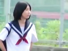 cute Japanese student sex in car
