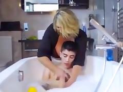 Mom washes son