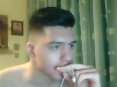 Greek handsome boy with big cock round ass on cam