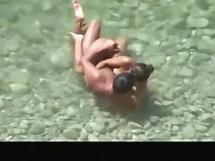 Nudist couple made sex in the water