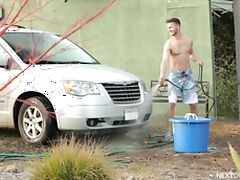 Car washing somehow leads to crazy gay anal sex on the bed