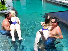 Bisexual Daughters Swap Dads In A Pool Orgy