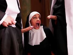 Nun, 3some, Blowjob, Costume, Cum, Cum Drinking
