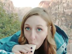 Young Couple Fuck on Public Nature Trail - Horny Hiking - Outdoor Sex POV