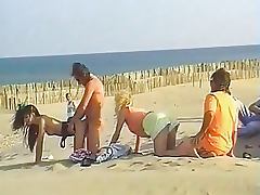 Babes Get Fucked and Facialized in Voyeur Orgy At the Beach Retro Porn