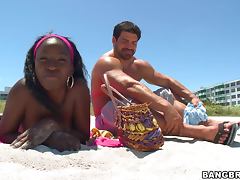 Black BBW, Anal Finger, Ass, BBW, Beach, Beach Sex