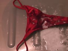 Huge Messy Load on Red Thong