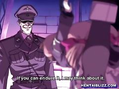 Chained hentai girls humiliated and gangbanged by soldiers