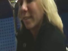 Blonde girlfriend gets fucked on bus