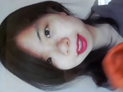 Cum tribute on a shy lipstick asian girl