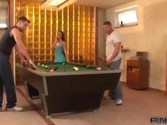 I just had an amazing threesome in the pool hall!