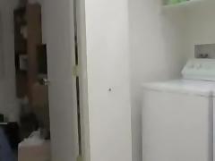 Amateur interracial couple sex in the laundry room