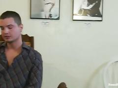 Poor guy gets tied up and fucked hard in a cafe