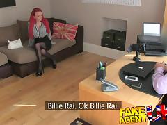 FakeAgentUK: Cute redhead gets a face full of cum on the casting couch
