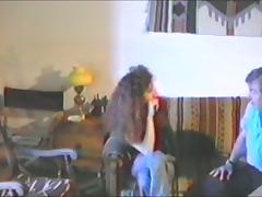 Retro video with curly girl getting fucked in her bushy pussy
