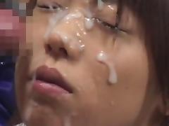 Hairy asian having cum on her face