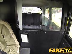 FakeTaxi: Juvenile blond with large milk cans in taxi creampie