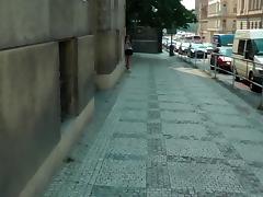 Fuck young brunette in Prague in the street
